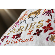 Load image into Gallery viewer, Aries Astrology Hand-Embroidered Pillow by Cat Studio