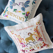 Load image into Gallery viewer, Aries Astrology Hand-Embroidered Pillow by Cat Studio