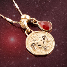 Load image into Gallery viewer, Aries - Zodiac Red Carnelian Golden Charm Necklace