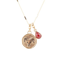 Load image into Gallery viewer, Aries - Zodiac Red Carnelian Golden Charm Necklace