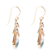 Load image into Gallery viewer, Arrows Blue Turquoise and Spiny Oyster Matrix Golden Drop Earrings