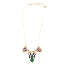 Load image into Gallery viewer, Art Deco Colorful Inlaid Golden Statement Necklace