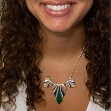 Load image into Gallery viewer, Art Deco Colorful Inlaid Golden Statement Necklace