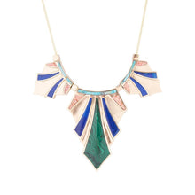 Load image into Gallery viewer, Art Deco Colorful Inlaid Golden Statement Necklace