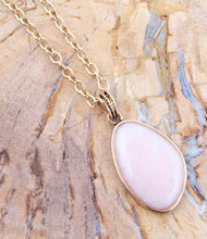 Load image into Gallery viewer, Aruba Pink Opal Golden Pendant Necklace