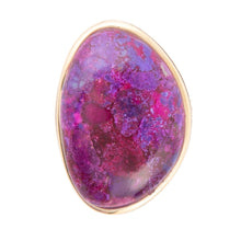 Load image into Gallery viewer, Aruba Purple Turquoise Golden Statement Ring