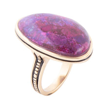 Load image into Gallery viewer, Aruba Purple Turquoise Golden Statement Ring