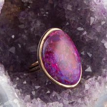 Load image into Gallery viewer, Aruba Purple Turquoise Golden Statement Ring
