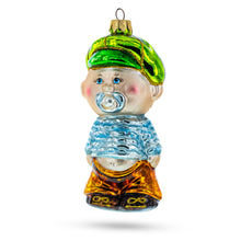 Load image into Gallery viewer, Toddler Boy With Pacifier Glass Christmas Ornament