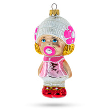Load image into Gallery viewer, Toddler Girl With Pacifier Glass Christmas Ornament
