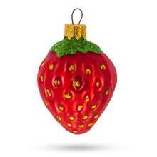 Load image into Gallery viewer, Strawberry with Leaf Glass Christmas Ornament