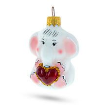 Load image into Gallery viewer, White Elephant with Red Heart Mini Glass Christmas Ornament