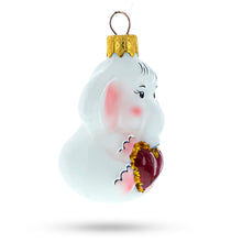 Load image into Gallery viewer, White Elephant with Red Heart Mini Glass Christmas Ornament