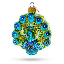 Load image into Gallery viewer, Festive Peacock Glass Christmas Ornament