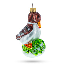 Load image into Gallery viewer, Brown Headed Duck on Grass Glass Christmas Ornament