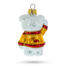 Load image into Gallery viewer, Polar Bear Cub Waving Glass Christmas Ornament