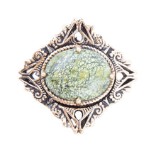 Load image into Gallery viewer, Aspen Green Serpentine Golden Statement Ring