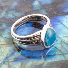 Load image into Gallery viewer, Astro Teardrop Blue Apatite and Sterling Silver Ring