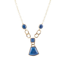 Load image into Gallery viewer, Athena Blue Agate Golden Statement Necklace