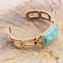 Load image into Gallery viewer, Athena Blue Turquoise Golden Cuff Bracelet