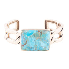 Load image into Gallery viewer, Athena Blue Turquoise Golden Cuff Bracelet