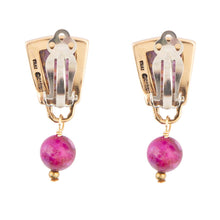 Load image into Gallery viewer, Athena Pink Spiny Oyster Matrix Golden Clip Earrings