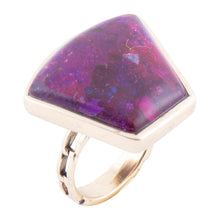 Load image into Gallery viewer, Athena Purple Turquoise Statement Golden Ring