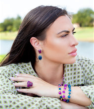 Load image into Gallery viewer, Athena Purple Turquoise Statement Golden Ring