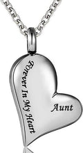 Load image into Gallery viewer, Heart Shaped Cremation Urn Necklace Engraved With "Forever In My Heart"