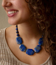 Load image into Gallery viewer, Azul Blue Lapis Golden Statement Necklace