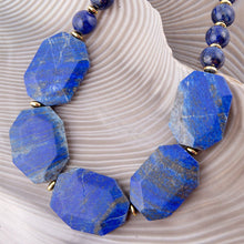 Load image into Gallery viewer, Azul Blue Lapis Golden Statement Necklace