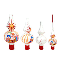 Load image into Gallery viewer, Children Nativity Scene on White Glass Christmas Tree Topper 11 Inches