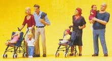 Load image into Gallery viewer, Preiser 10494 HO Scale Pedestrians -- Parents w/Children &amp; Strollers