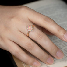 Load image into Gallery viewer, Snowflake Semi Black Opal &amp; Diamond Engagement Ring 18K Yellow Gold
