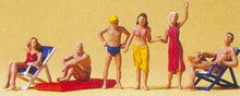 Load image into Gallery viewer, Preiser 10428 HO Scale Recreation &amp; Sports -- Beachgoers (3 Sitting, 3 Standing)