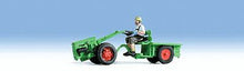 Load image into Gallery viewer, Noch 37750 N Scale 2-Wheel Tractor w/Trailer &amp; Driver - Assembled -- Green, Red