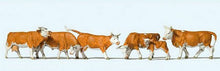 Load image into Gallery viewer, Preiser 10146 HO Scale Cows -- Brown, White pkg(6)