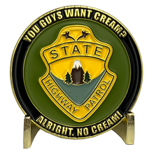 Load image into Gallery viewer, EL12-004 Super Troopers Mustache Rides Challenge Coin Police State Trooper you guys want cream