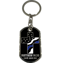Load image into Gallery viewer, GL5-005 Police Officer Prayer Saint Michael Protect Us Matthew 14:30 Challenge Coin Dog Tag Keychain Thin Blue Line