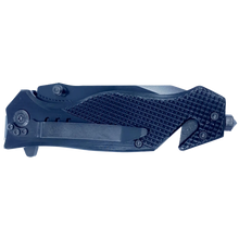 Load image into Gallery viewer, CIA Central Intelligence Agency 3-in-1 Tactical Rescue knife tool with Seatbelt Cutter, Steel Serrated Blade, Glass