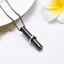 Load image into Gallery viewer, Cylinder Cremation Urn Necklace With Infinity Band Engraved "Together Forever In Loving Memory"