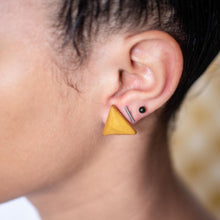 Load image into Gallery viewer, Cobalt Blue Faceted Triangle Stud Earrings