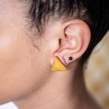 Load image into Gallery viewer, Cherry Red Faceted Triangle Stud Earrings