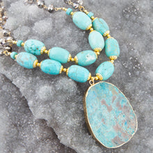Load image into Gallery viewer, Baron Blue Turquoise Magnesite Pendant Statement Necklace
