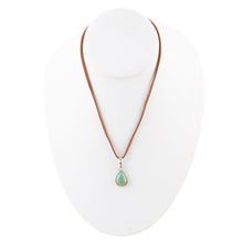 Load image into Gallery viewer, Basic Turquoise and Sterling Silver Pendant Leather Necklace