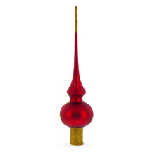 Load image into Gallery viewer, Holy Family Nativity Scene on Red Glass Christmas Tree Topper 11 Inches