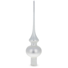 Load image into Gallery viewer, Matte White with Sparkling Top Glass Christmas Tree Topper 11 Inches