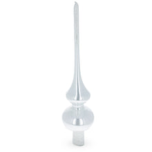 Load image into Gallery viewer, Glossy White with Sparkling Top Glass Christmas Tree Topper 11 Inches