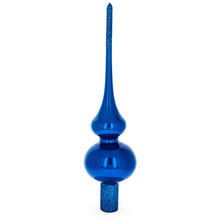 Load image into Gallery viewer, Glossy Blue with Sparkling Top Glass Christmas Tree Topper 11 Inches