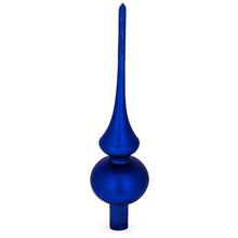 Load image into Gallery viewer, Matte Blue with Sparkling Top Glass Christmas Tree Topper 11 Inches